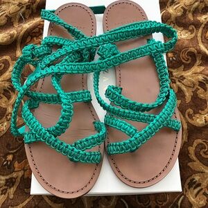 Sézane Green Braided Sandals